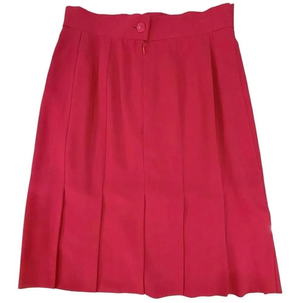 VTG Escada 100% New Wool Red Trumpet Panel Skirt Godet Flare Academia Careerwear - Picture 3 of 14
